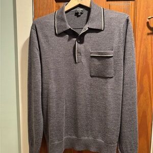 Todd Snyder 100% Merino Gray Long Sleeve Polo Shirt - Never Worn